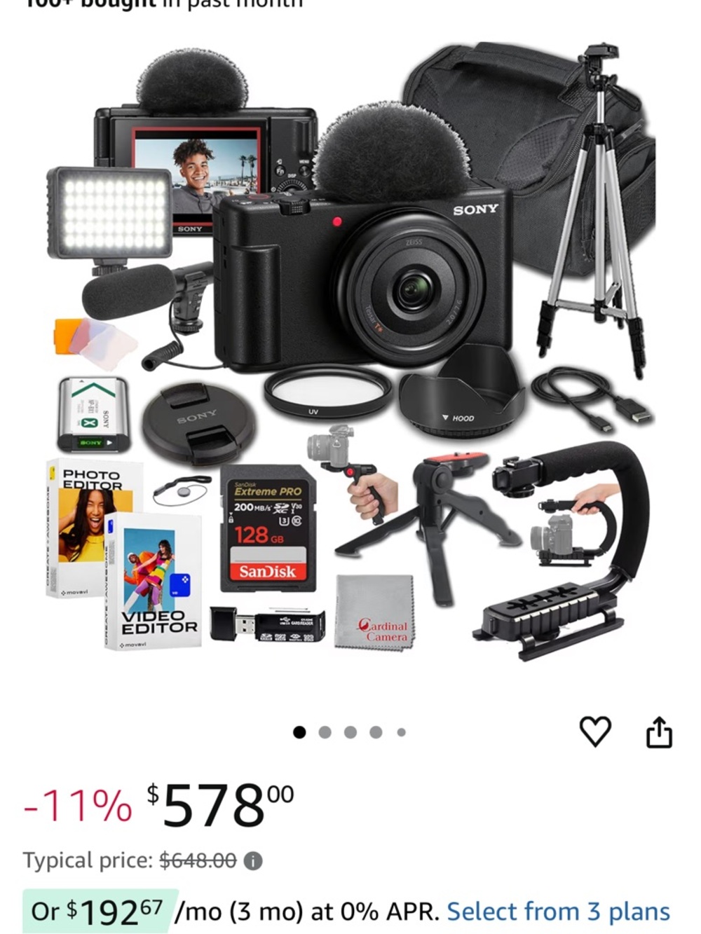 Sony Black Digital Camera Vlogging Bundle with Microphone & LED Light